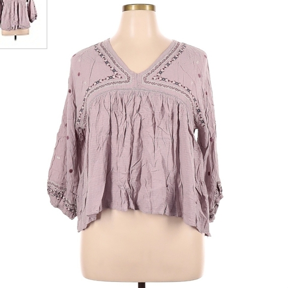 Knox Rose Peasant Top Lilac Purple Women's XL Boho Bohemian Embroidered Details - Picture 1 of 11